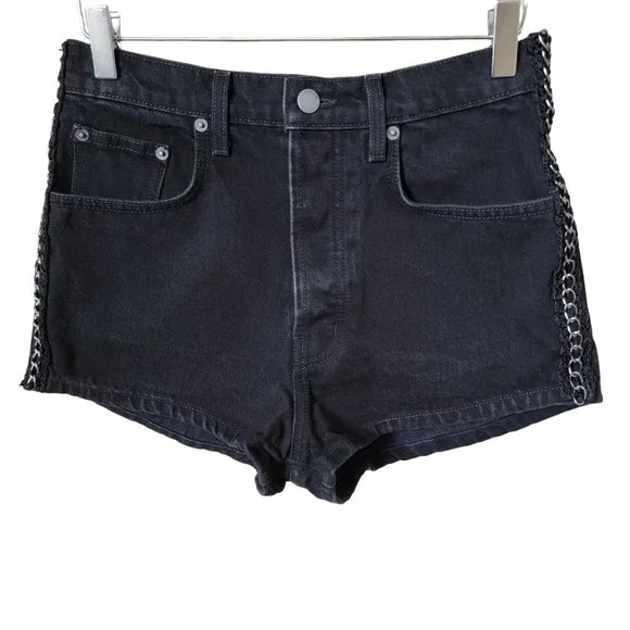 Carmar Titania High Rise Black Denim Jean Chain Shorts - Picture 1 of 16
